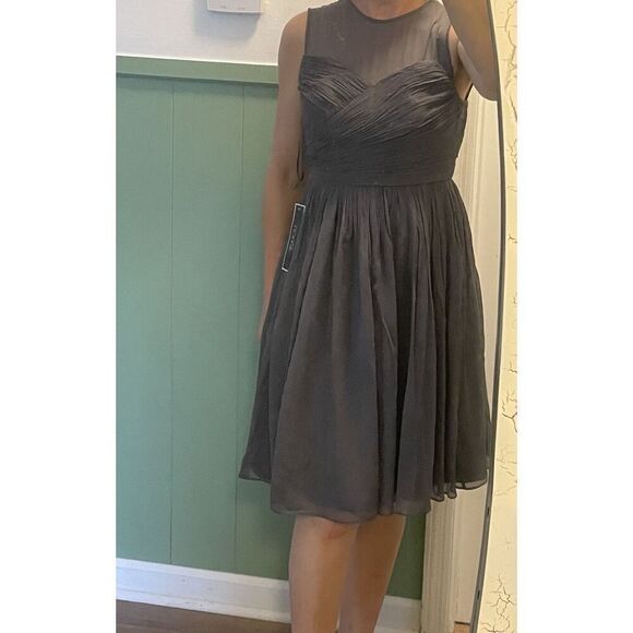 NWT J.Crew Clara Women’s Grey Sleeveless Lining Silk Chiffon Dress Size 0 - Picture 11 of 11
